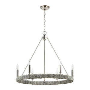 Abaca 27' 6 Light Chandelier in Polished Nickel