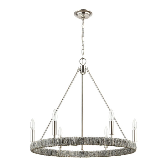 Abaca 27" 6 Light Chandelier in Polished Nickel