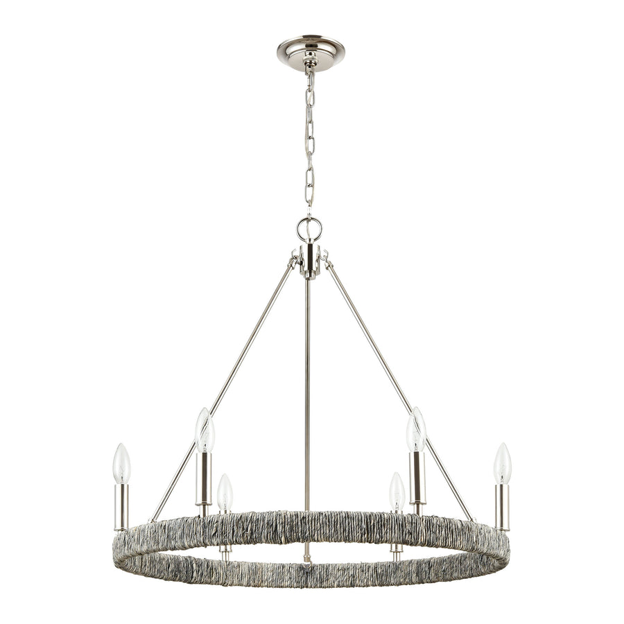 Abaca 27' 6 Light Chandelier in Polished Nickel