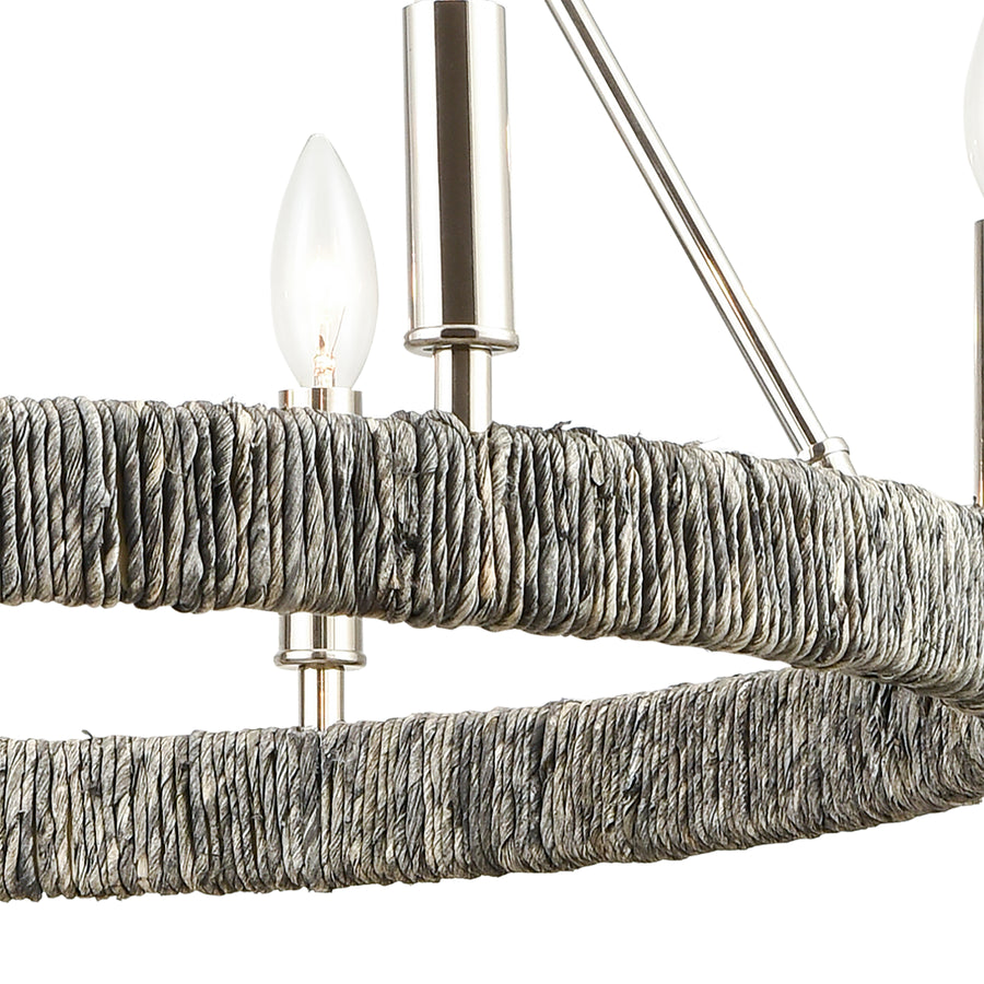 Abaca 27' 6 Light Chandelier in Polished Nickel