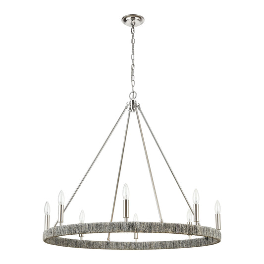 Abaca 36" 8 Light Chandelier in Polished Nickel