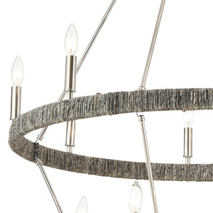 Abaca 36' 14 Light Chandelier in Polished Nickel