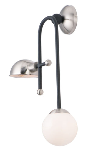 Mingle 25' 2 Light Wall Sconce in Black and Satin Nickel