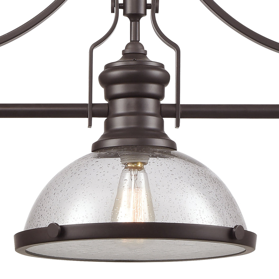 Chadwick 47' 3 Light Island Light in Clear Seeded Glass & Oil Rubbed Bronze