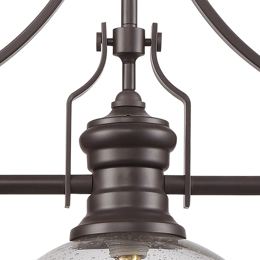 Chadwick 47' 3 Light Island Light in Clear Seeded Glass & Oil Rubbed Bronze