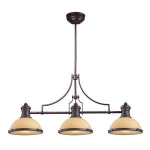 Chadwick 47' 3 Light Island Light in Off White Glass & Oiled Bronze