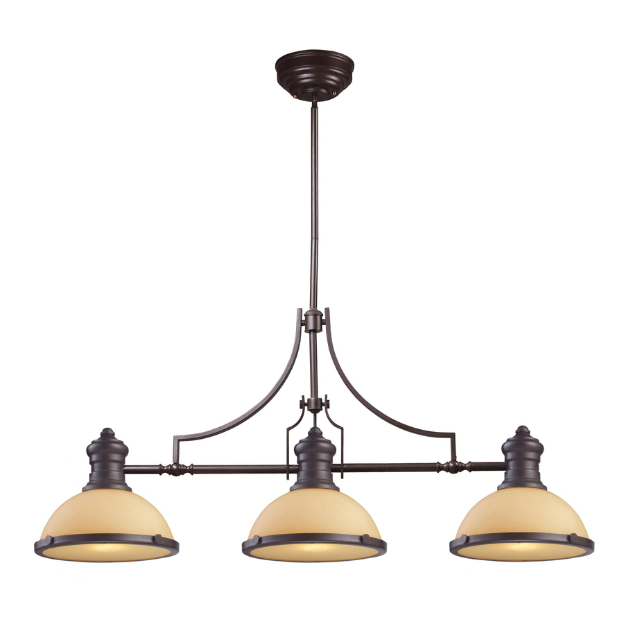 Chadwick 47' 3 Light Island Light in Off White Glass & Oiled Bronze