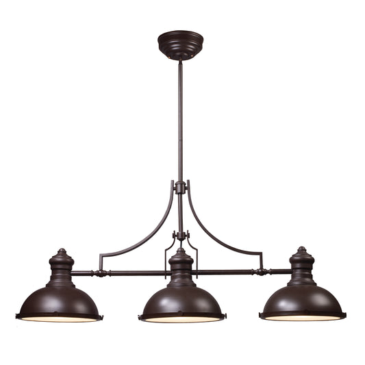 Chadwick 47" 3 Light Island Light in Oiled Bronze Metal Shade & Oiled Bronze