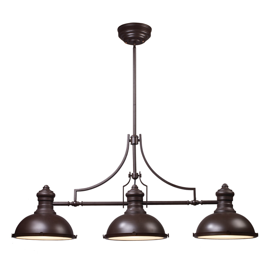 Chadwick 47' 3 Light Island Light in Oiled Bronze Metal Shade & Oiled Bronze