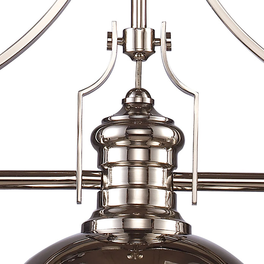 Chadwick 47' 3 Light Island Light in Polished Nickel Metal Shade & Polished Nickel