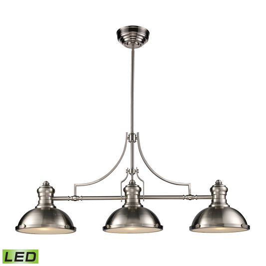 Chadwick 47" 3 Light LED Island Light in Satin Nickel Metal Shade & Satin Nickel