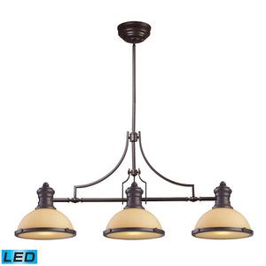 Chadwick 47' 3 Light LED Island Light in Off White Glass & Oiled Bronze