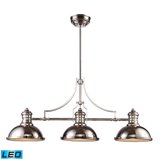 Chadwick 47" 3 Light LED Island Light in Polished Nickel Metal Shade & Polished Nickel