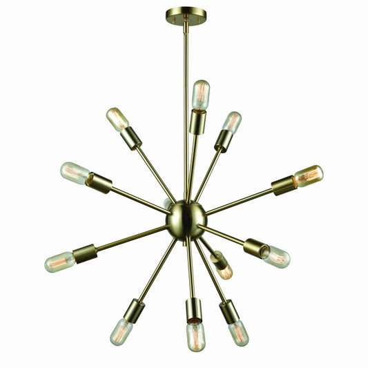 Delphine 27" 12 Light Chandelier in Satin Brass