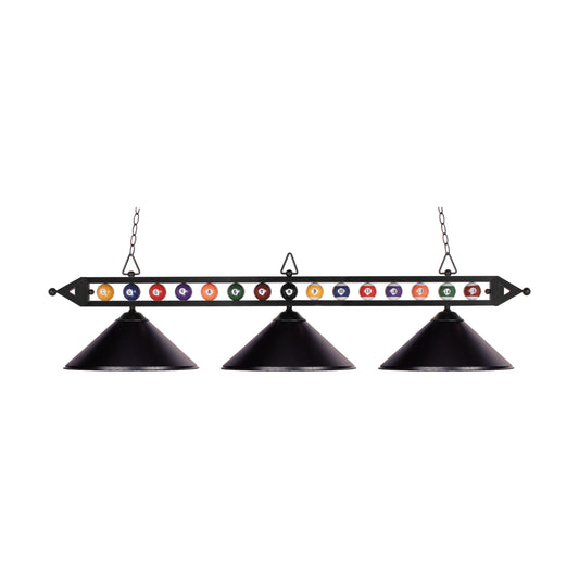 Designer Classics 58" 3 Light Island Light in Black Metal Shade & Matte Black