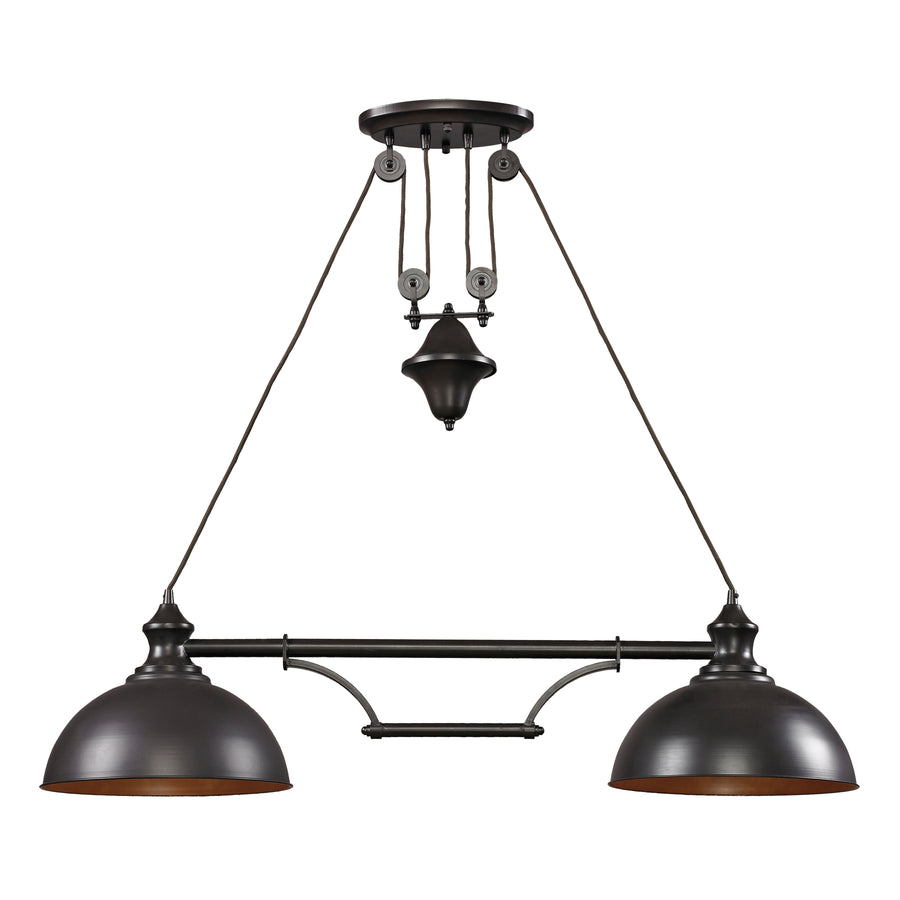 Farmhouse 44' 2 Light Island Light in Oiled Bronze