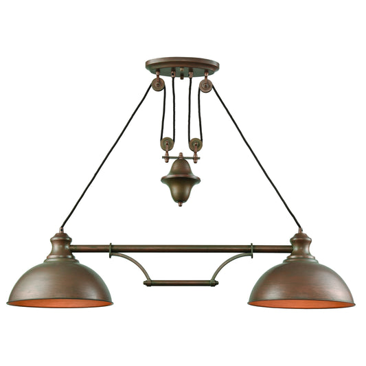 Farmhouse 44" 2 Light Island Light in Tarnished Brass