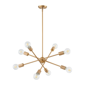 Module 22' 8 Light Chandelier in Burnished Brass