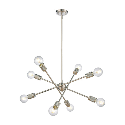 Module 22" 8 Light Chandelier in Satin Nickel