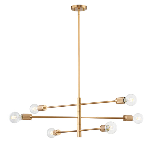 Module 34" 6 Light Chandelier in Burnished Brass