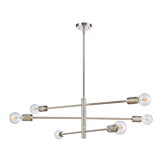 Module 34" 6 Light Chandelier in Satin Nickel