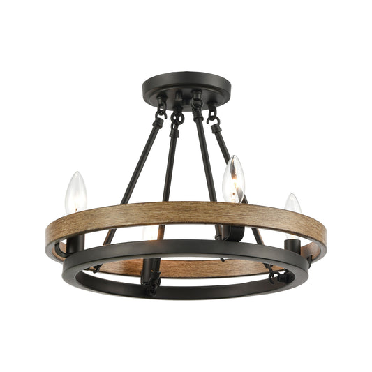 Ramsey 16" 4 Light Chandelier in Matte Black