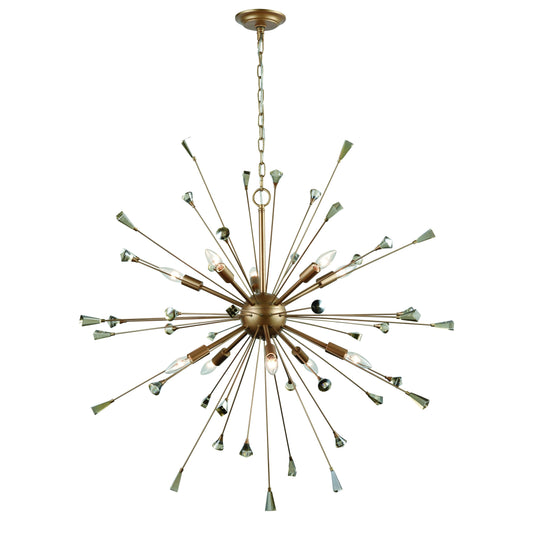 Sprigny 38" 10 Light Chandelier in Matte Gold