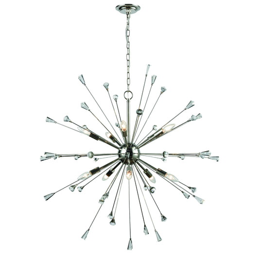 Sprigny 38" 10 Light Chandelier in Polished Nickel