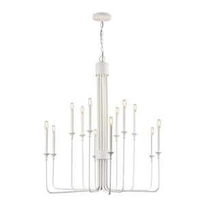 Edward 36' 12 Light Chandelier in Matte White