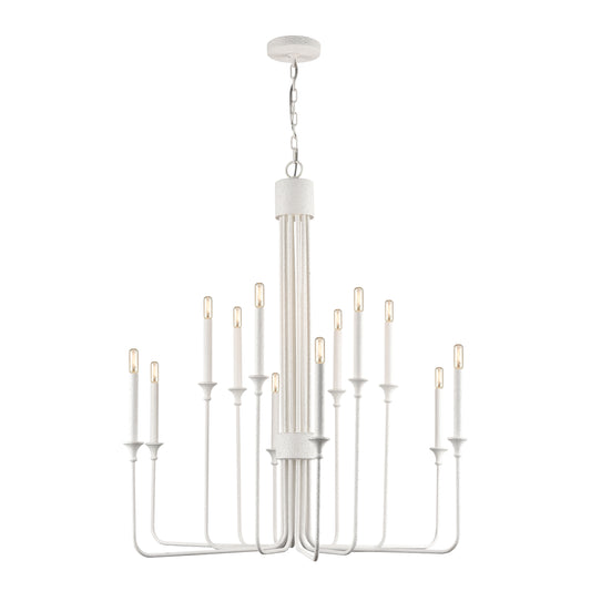 Edward 36" 12 Light Chandelier in Matte White