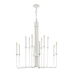 Edward 36' 12 Light Chandelier in Matte White