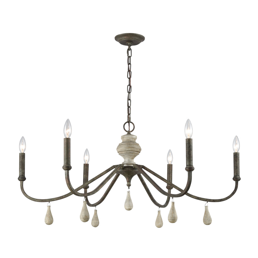 French Connection 38' 6 Light Chandelier in Malted Rust