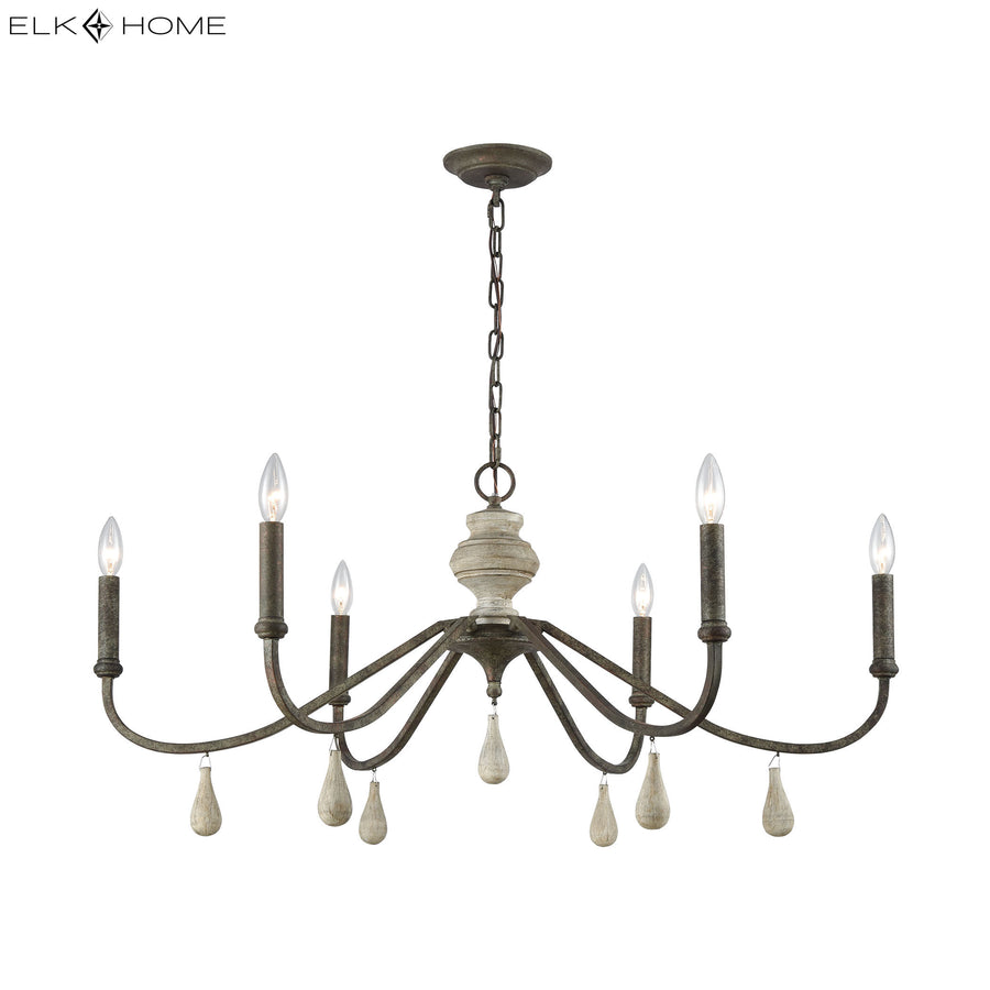 French Connection 38' 6 Light Chandelier in Malted Rust