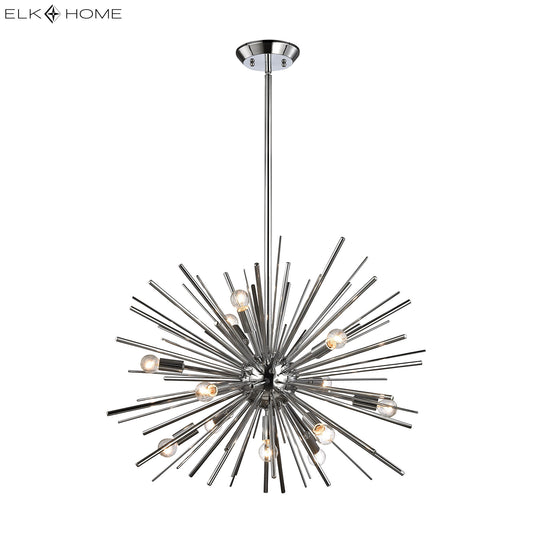 Starburst 27" 12 Light Chandelier in Polished Chrome