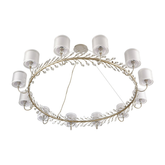 Asbury 62" 12 Light Chandelier in Aged Silver