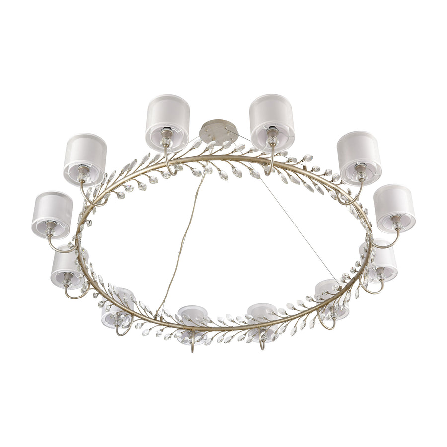 Asbury 62' 12 Light Chandelier in Aged Silver