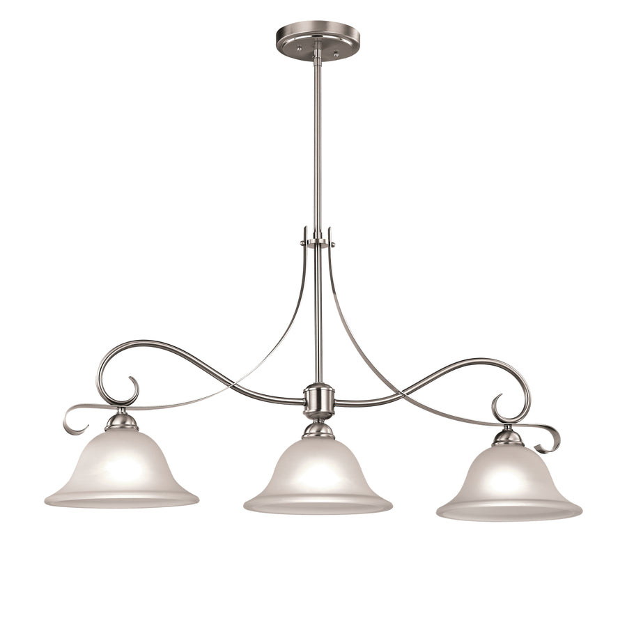 Brighton 36' 3 Light Island Light in Brushed Nickel