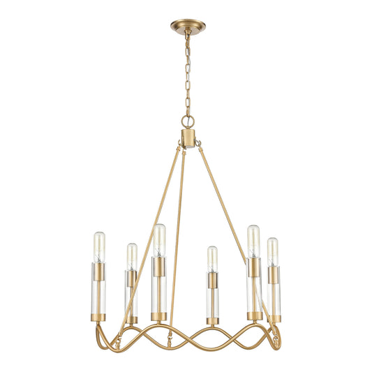 Celsius 27" 6 Light Chandelier in Satin Brass