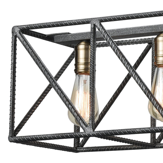 Crossbar 42" 6 Light Island Light in Silverdust Iron