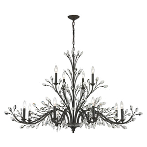 Crystal Branches 52' 12 Light Chandelier in Burnt Bronze