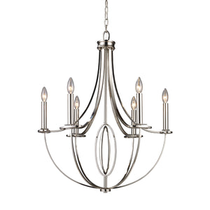 Dione 25' 6 Light Chandelier in Polished Nickel