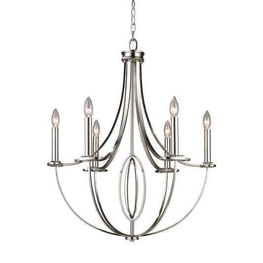 Dione 25" 6 Light Chandelier in Polished Nickel