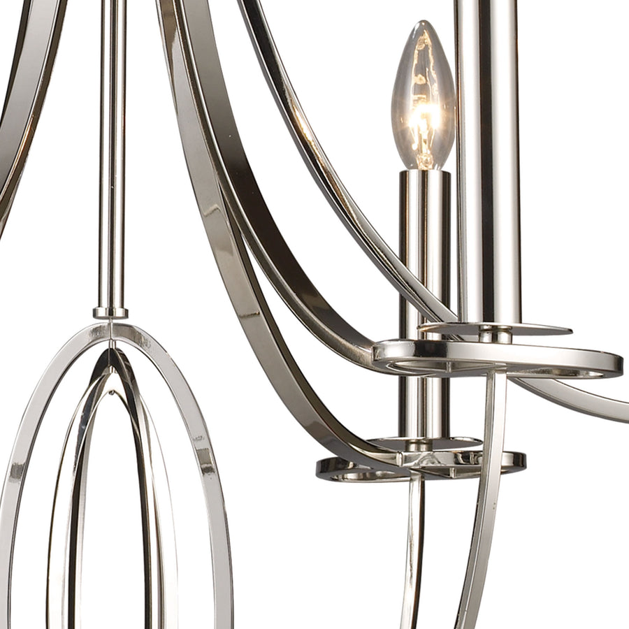 Dione 25' 6 Light Chandelier in Polished Nickel