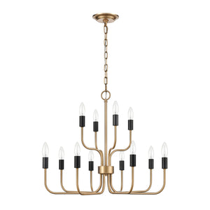 Epping Avenue 24' 12 Light Chandelier in Aged Brass