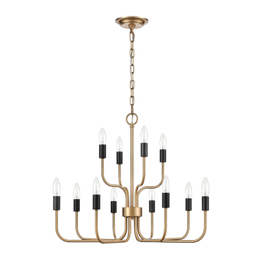 Epping Avenue 24" 12 Light Chandelier in Aged Brass