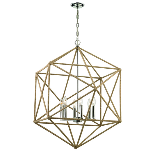 Exitor 34" 6 Light Chandelier in Polished Nickel