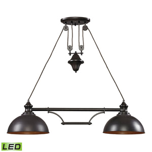 Farmhouse 44' 2 Light LED Island Light in Oiled Bronze