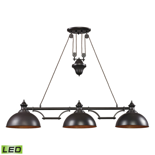 Farmhouse 56" 3 Light LED Island Light in Oiled Bronze