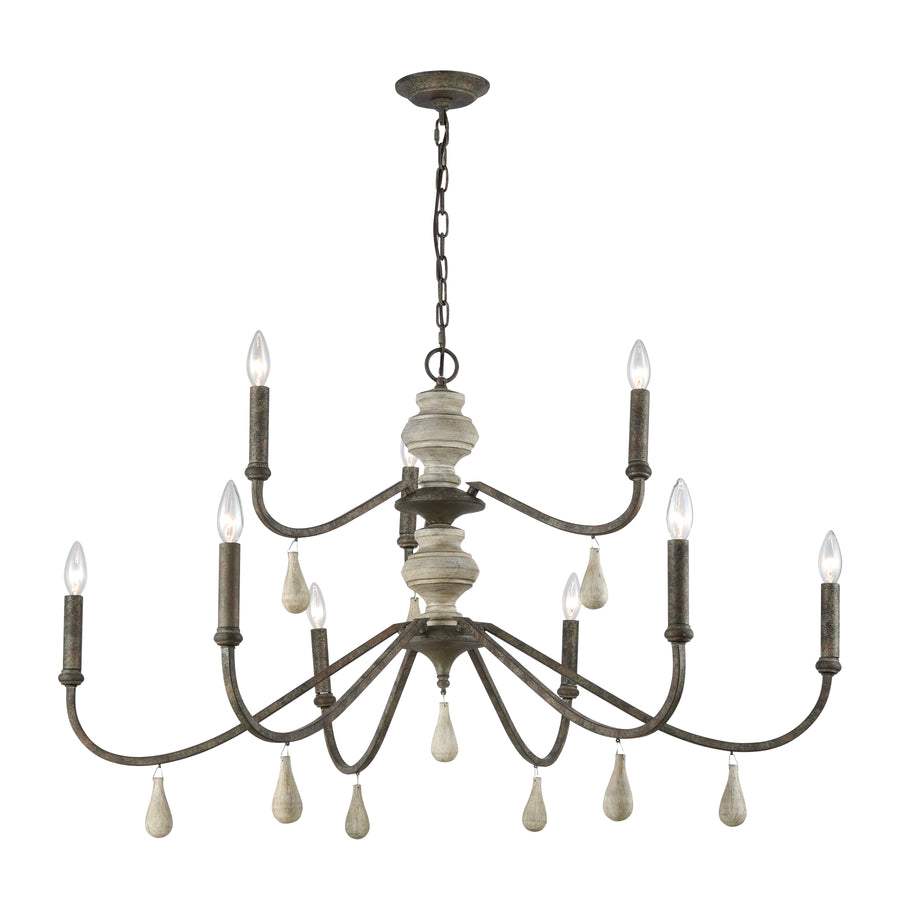 French Connection 42' 9 Light Chandelier in Malted Rust