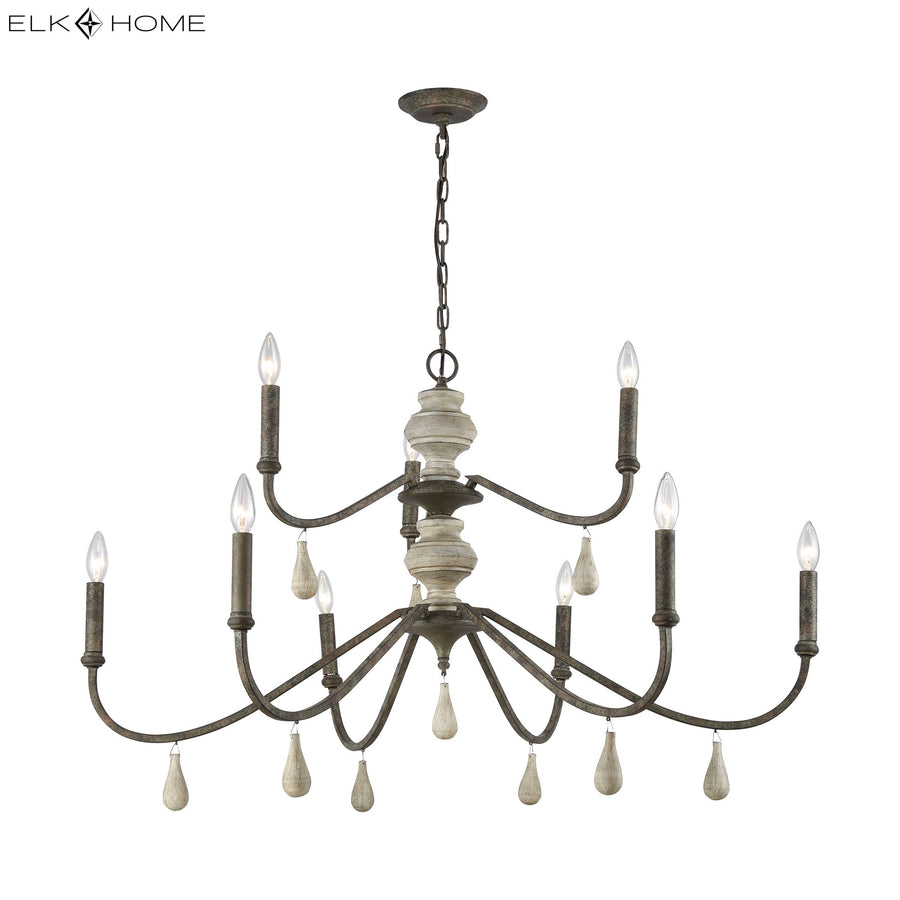 French Connection 42' 9 Light Chandelier in Malted Rust